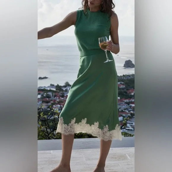 Doen Elowena Silk Skirt, S, Peridot - Picture 2 of 13